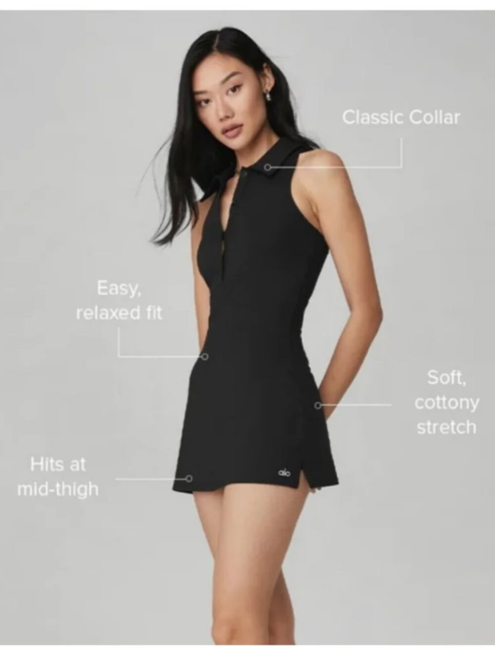 alo - Charmed Tennis Dress - Black - M